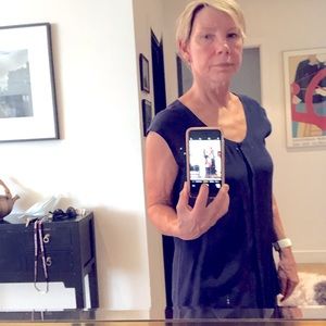 Eileen Fisher Navy Silk Top XS